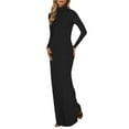 thumbnail image 2 of Conairie Bodycon Dresses for Women Solid Color Crew Neck Slim Elegant Long Sleeve Dress Comfort Spring Fall formal Dresses Black L, 2 of 5