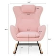thumbnail image 3 of Upholstered Rocking Chair with Armrest, Teddy Glider Chair with High Backrest, Rocking Accent Chair for Nursery, Living Room, Bedroom & Lounge Room, Pink, 3 of 7