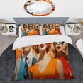 thumbnail image 2 of Designart "Retro Portraits Mid Century Orange Nostalgia II" Fashion Bedding Covert Set - Abstract Midcentury Orange Abstract Bed Set With 1 Sham, 2 of 6