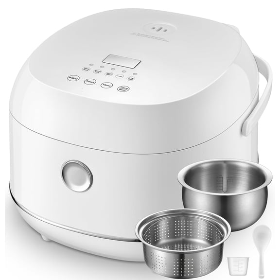 Warm White Stainless Steel 5 Cup Uncooked / 10 Cup Cooked Electric Rice Cooker