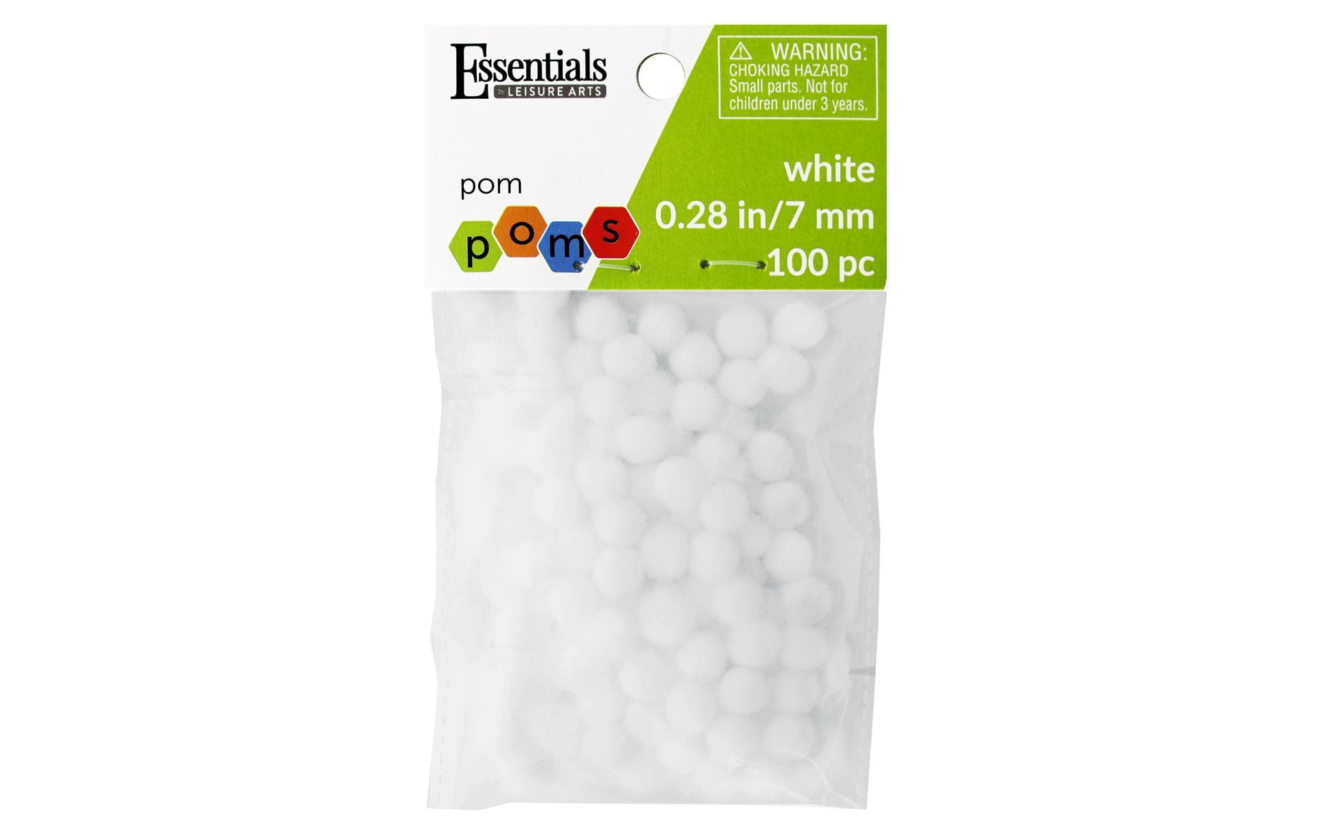 Essentials By Leisure Pom Pom 7mm White 100pc