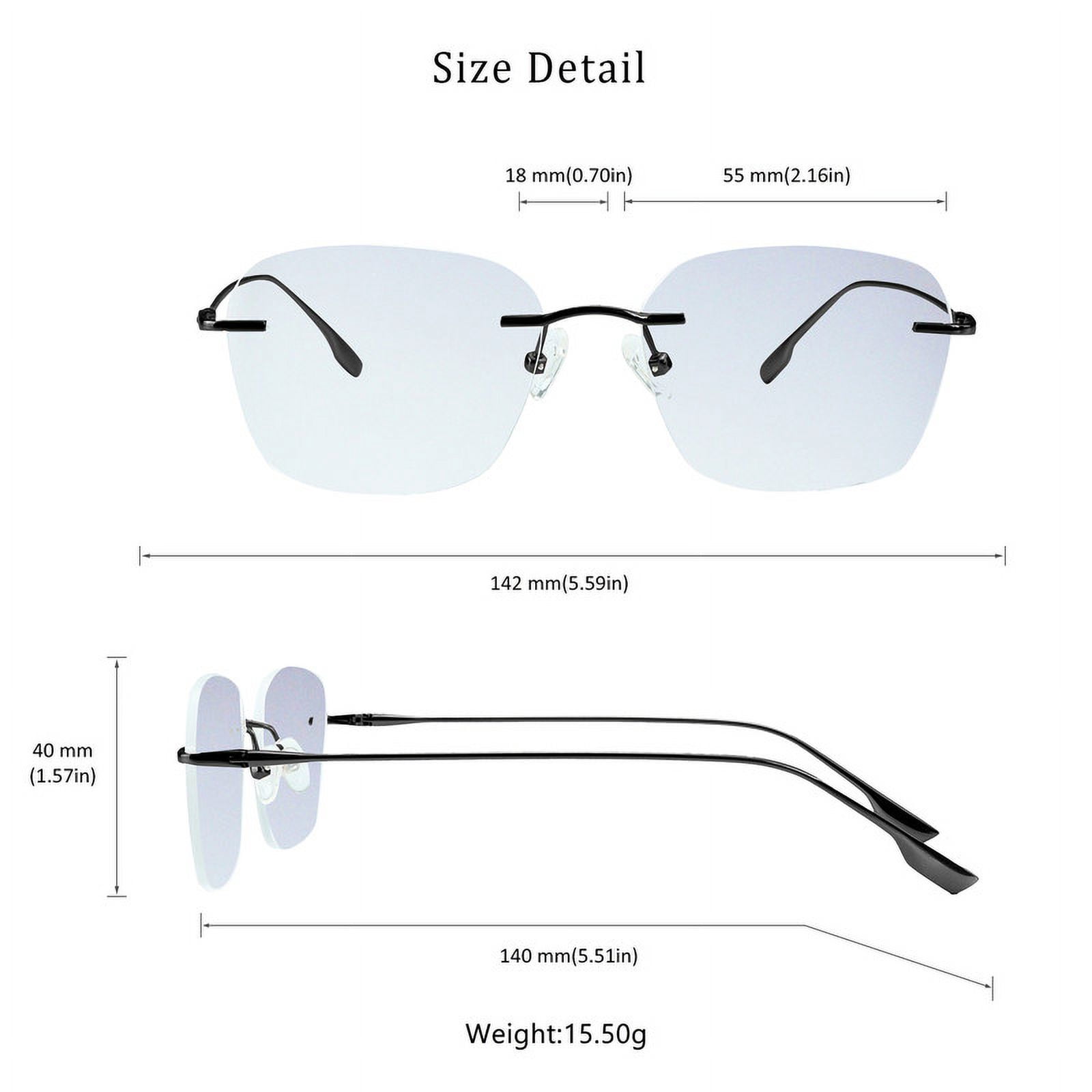 LifeArt Pure Titanium Frame Glasses/Blue Light Blocking Reading Glasses, Reduce Eyestrain, Stylish for Men and Women(Black,+3.50 Magnification)