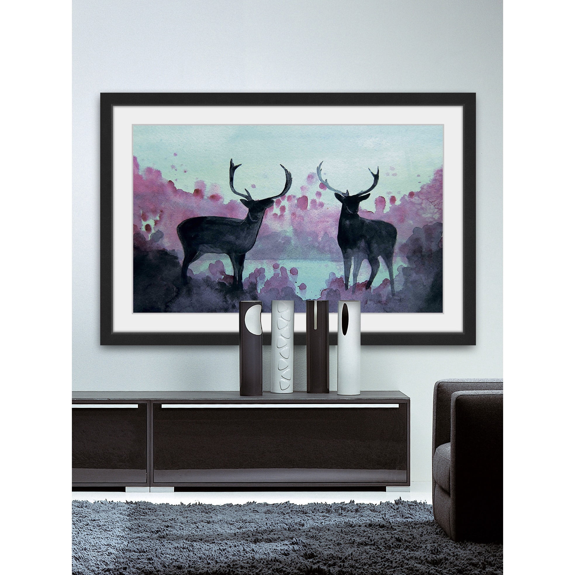 Marmont Hill "Watercolor Moose" by Christine Lindstrom Framed Painting Print