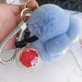 thumbnail image 3 of Fwttom Model Handmades Soft Bunny Pompom Charmss Bunny Car Key Chain Pendant Everlasting Flower, 3 of 5