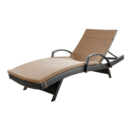 Anthony Outdoor Wicker Adjustable Chaise Lounge with Arms and Cushion, Multibrown, Carmel