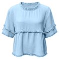 thumbnail image 4 of HCYSFG Womens Fringe Blouses Round Neck Short Ruffle Sleeve Empire Waist Relaxed Fit Peplum Shirts Boho Summer Tops, 4 of 6