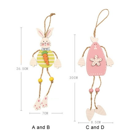 

Taluosi Bunny Pendant Decorative Animal Pattern Wood Easter Cute Rabbit Pendant for Home