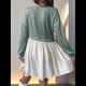 thumbnail image 5 of Vestido Corto Informal de Corte A con Cuello Redondo, Larga y Dobladillo con Volantes para Mujer Verde M, 5 of 9