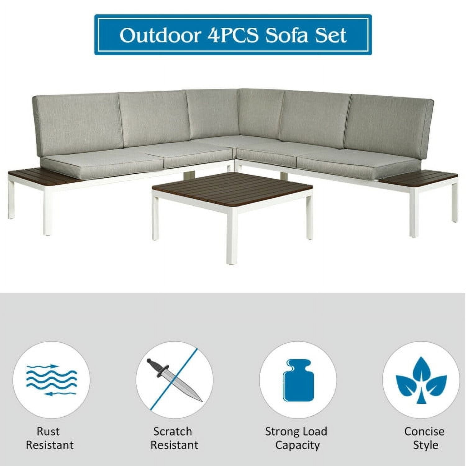 Aimee Lii 4 Pieces Patio Furniture Set, Aluminum Frame Cushioned Sofa, Small Patio Set, Gray Aimee Lii 4 Pieces Patio Furniture Set, Aluminum Frame Cushioned Sofa, Small Patio Set, Gray
