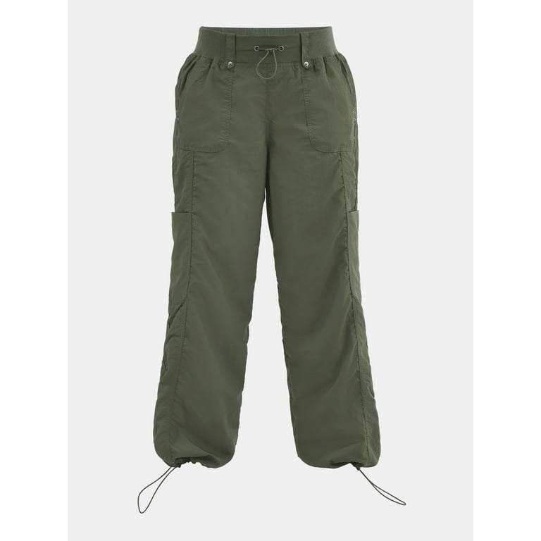 No Boundaries Rib-Waist Parachute Cargo Pants, 30” Inseam