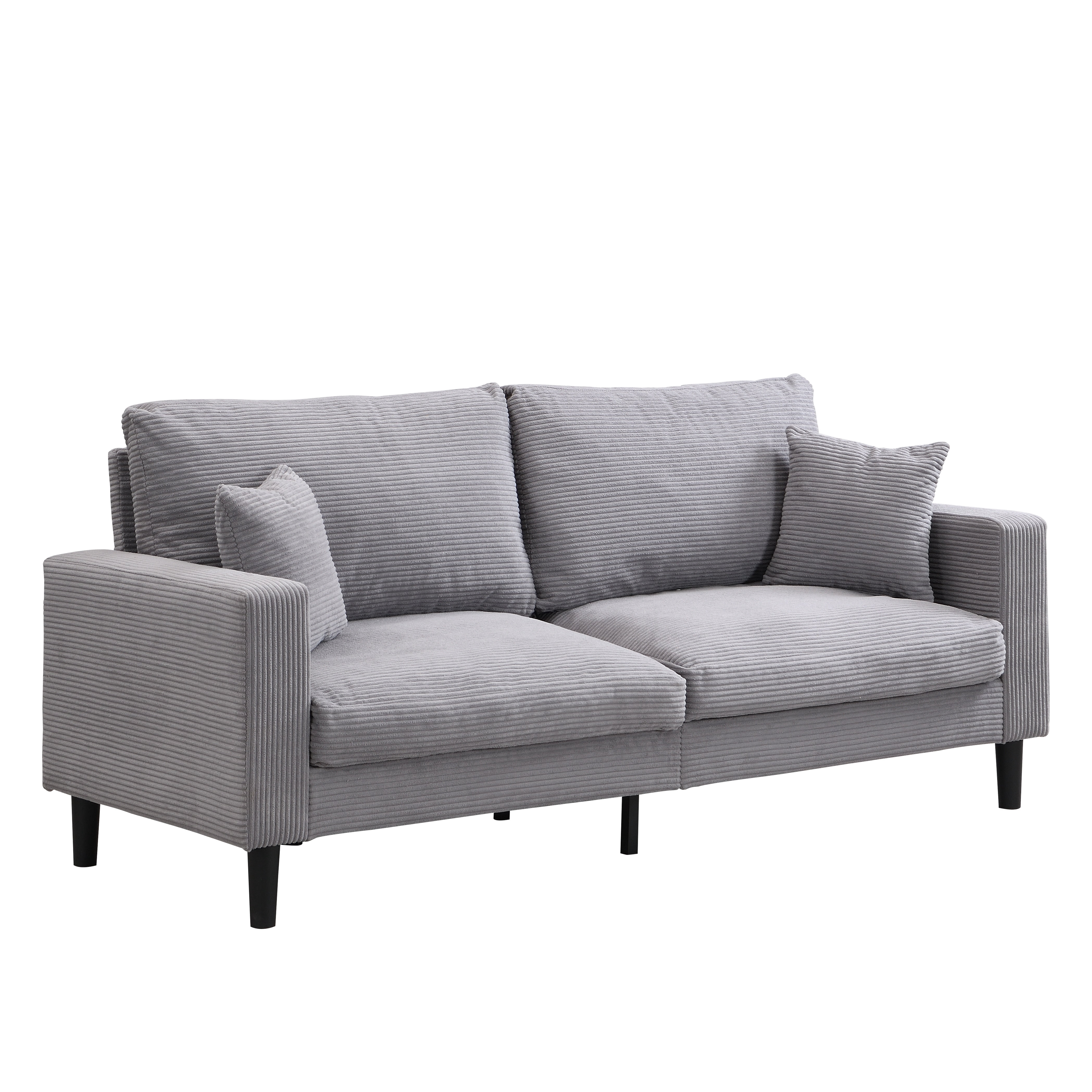 AUKFA 75" Corduroy 3-Seater Sofa,27.6" Deep Seat Sleeper Couch for Living Room, Gray