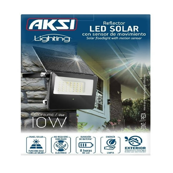 Reflector Aksi Lighting Led Solar, modelo 116571, color negro