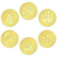 thumbnail image 1 of 6 estilos de pegatinas navideñas con relieve de papel dorado, copo de nieve, campana, muñeco de nieve, árbol de Navidad, Papá Noel, alce, calcomanía de sellado en relieve de 2 pulgadas, etiqueta, 1 of 8