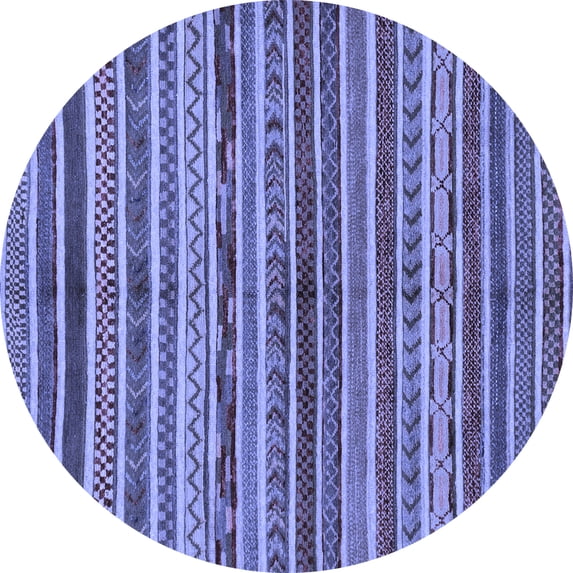 Ahgly Company Indoor Round Abstract Blue Modern Area Rugs, 3' Round