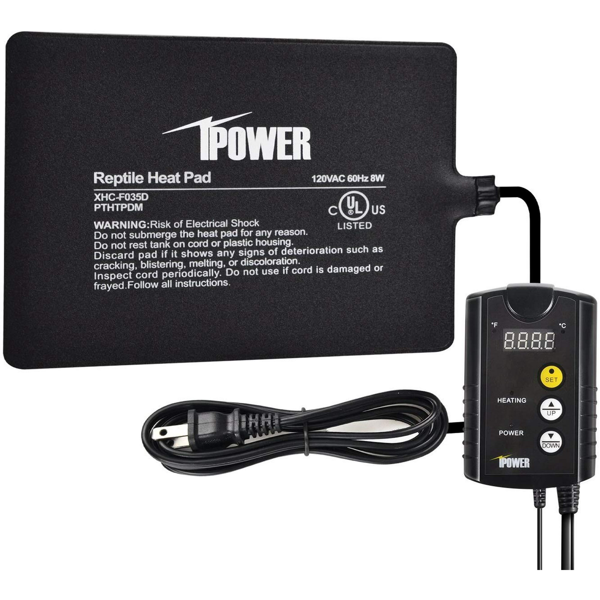iPower 6"x 8" Reptile Heating Pad Under Tank Terrarium Heat Mat with Digital Thermostat