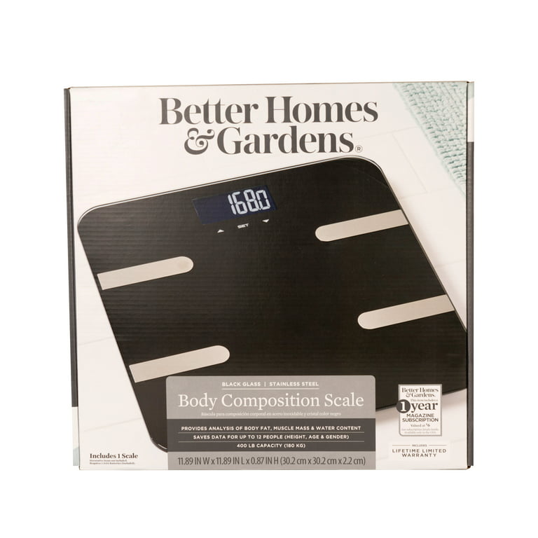 Better Homes & Gardens Body Composition Digital Scale, LCD Display