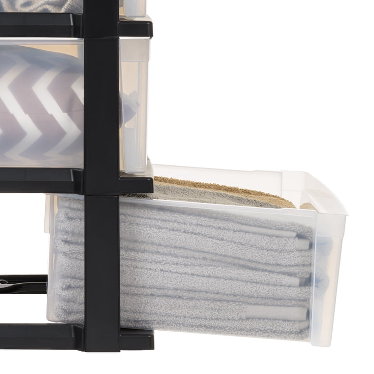 black 3 drawer dresser plastic 3 Drawer, Wide Plastic Storage Drawer Cart, Black/Natural Clear main image 1