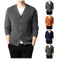 thumbnail image 1 of LOVZFMLL Sweaters for Men, Solid Color Acrylic V-Neck Ribbed Cardigan, Casual Classic Button Outerwear Jacket, Warm Winter Tops, Fall Clothes, 1 of 9
