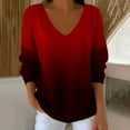 thumbnail image 5 of ZUKMRJPC Plus Size V-Neck T-Shirts for Women Long Sleeve Fashion Gradient Color Tops Fall Casual Loose Fit Lightweight Comfy Basic Tees, 5 of 6