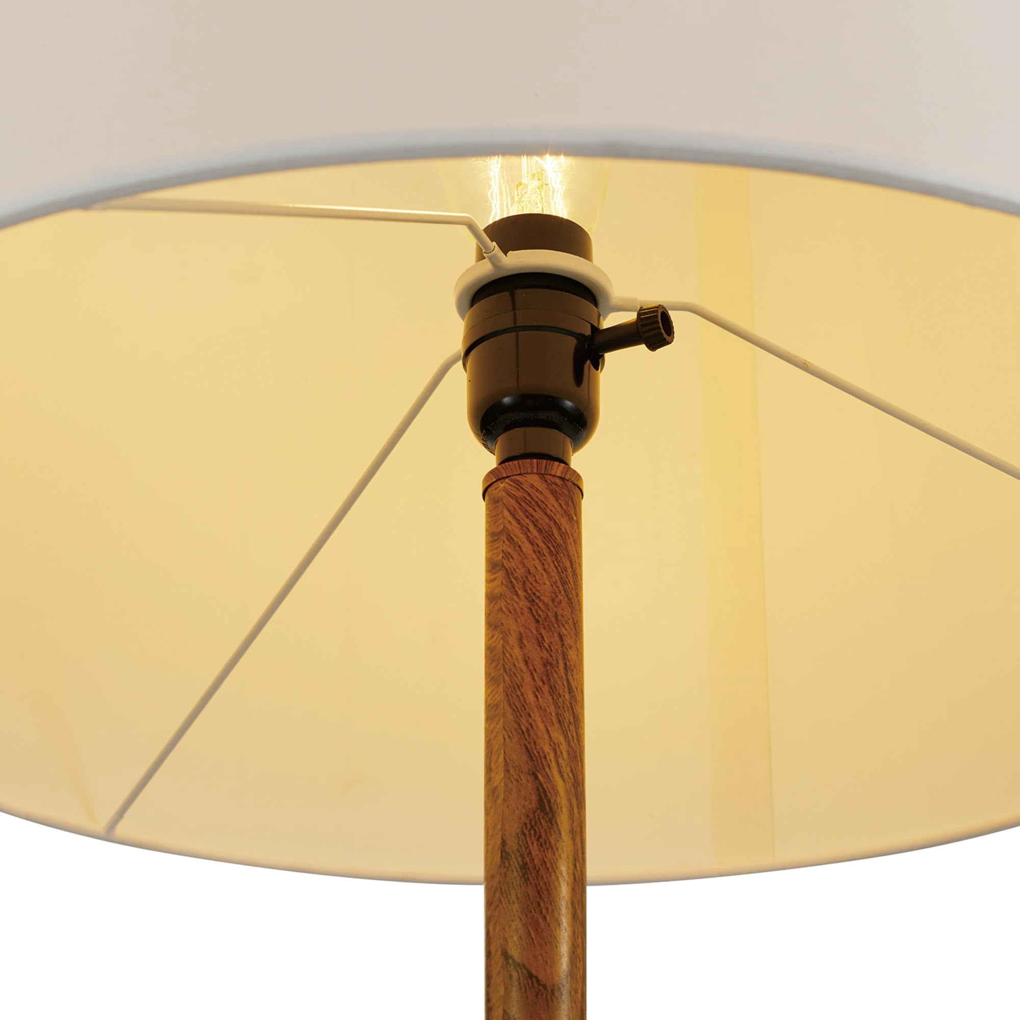 Novogratz X Harrington 65" Floor Lamp  2-tone Faux Wood Base White Fabric Shade Socket Rotary 67225