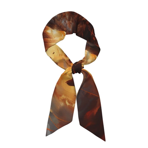 Flaming Fire Eagle Art Satin Scarf Silky Neck Hair Scarf Shawl Wrap, Headband Handbag Accessory