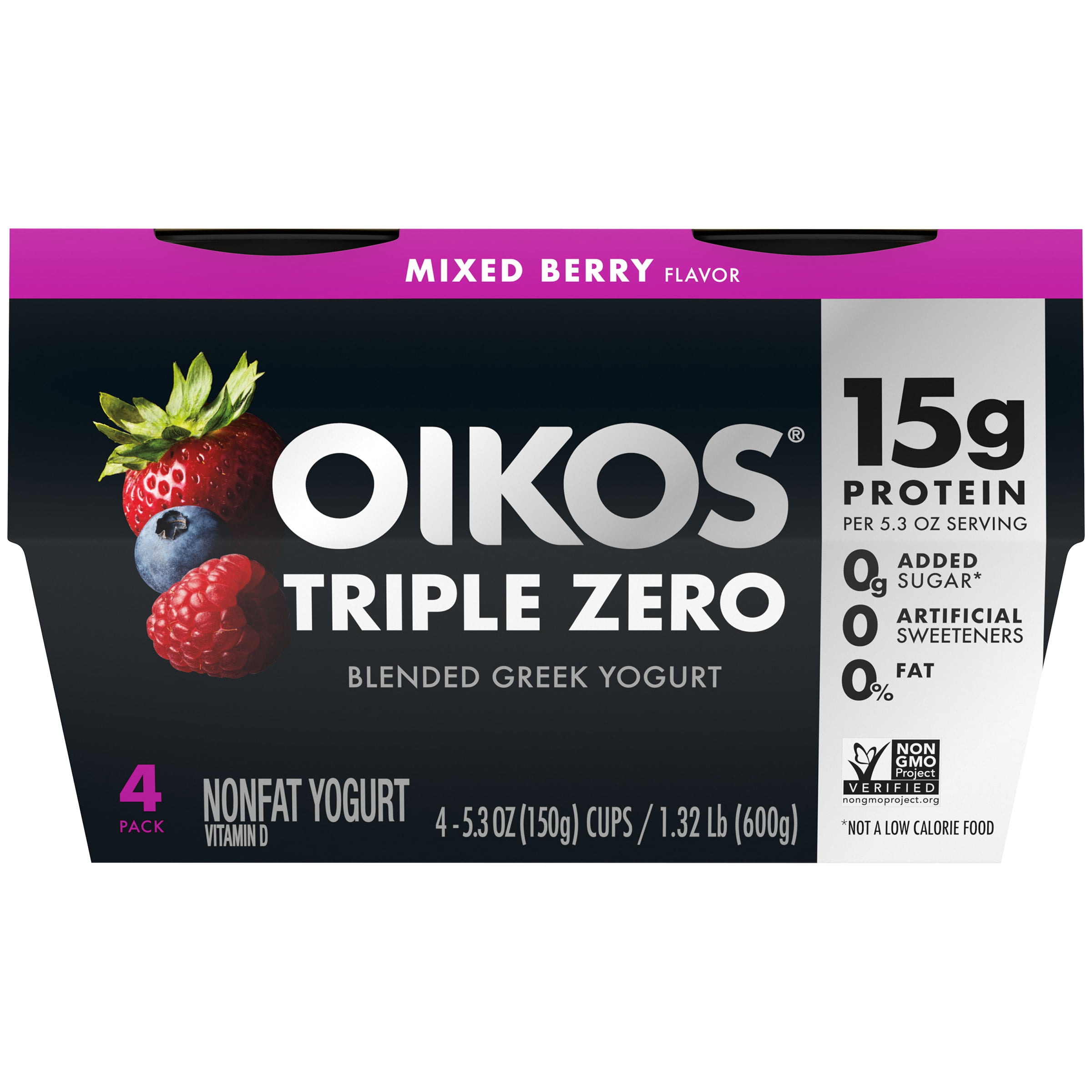Triple Zero Strawberry Greek Yogurt, Oz. Cups, 4 Count - Walmart.com