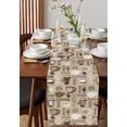 thumbnail image 4 of Table Runner Dresser Scarves 70 Inch Long, Steaming Aromatic Coffee Drinks Linen Dining Table Runners Cocoa Bean and Quote on Khaki Tabletop Scarf for Wedding Holiday Party Kitchen, 4 of 7