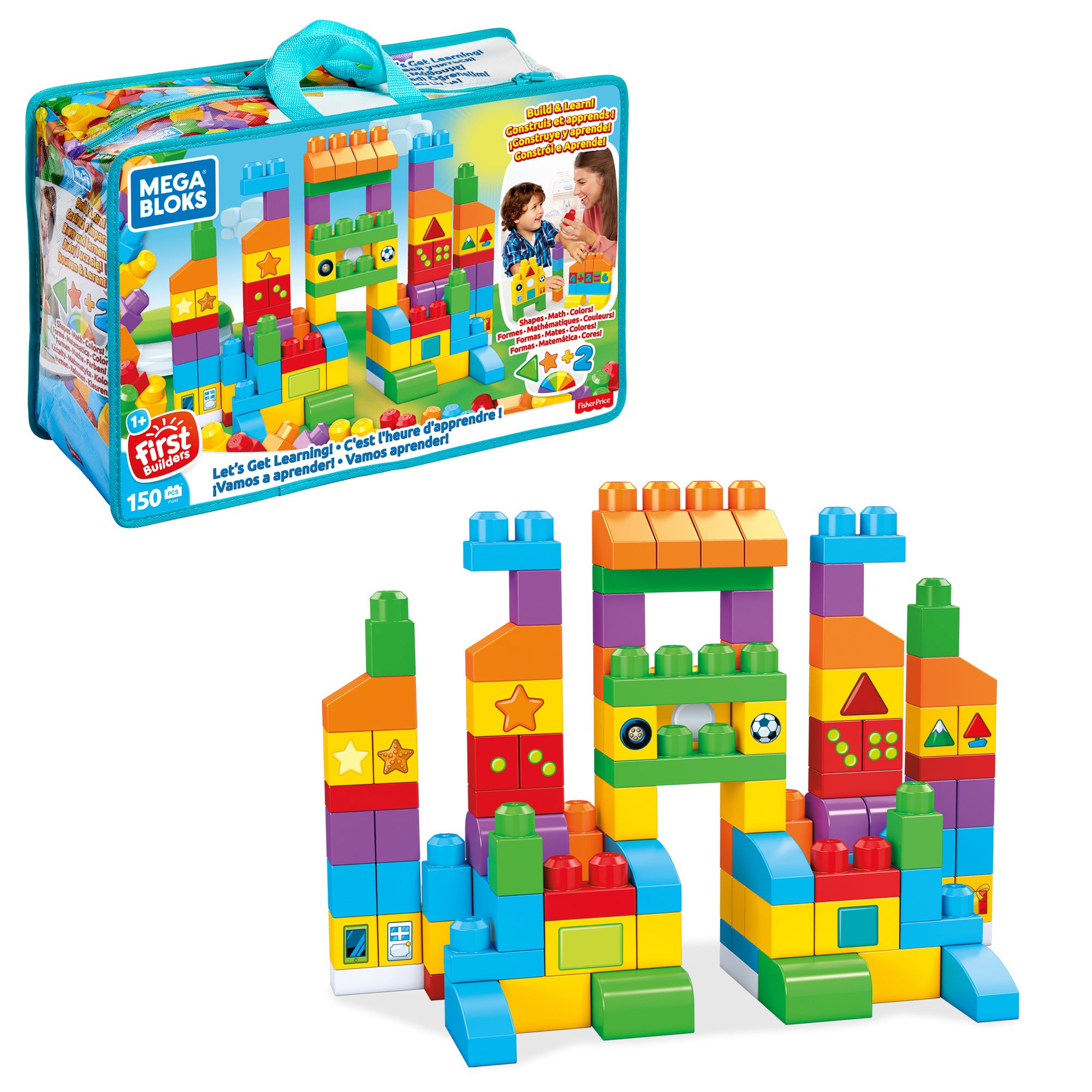 Mega Bloks First Builders Let's Get Learning! with Big Building Blocks, Building Toys for Toddlers (150 Pieces)