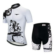 Men's Cycling Jersey Skull Sets Bike Shorts with 5D Gel Padded Reflective Quick-Dry