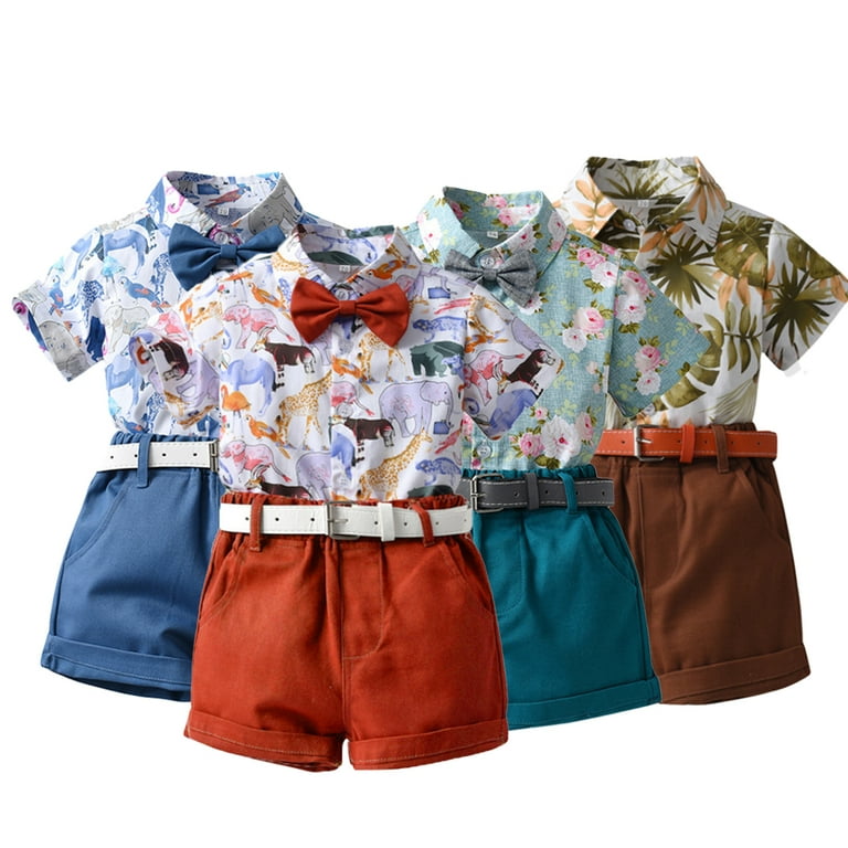 LYMAYTER Boys Baby Short Set 2PCS Infant Short Sleeve Bowtie Shirt