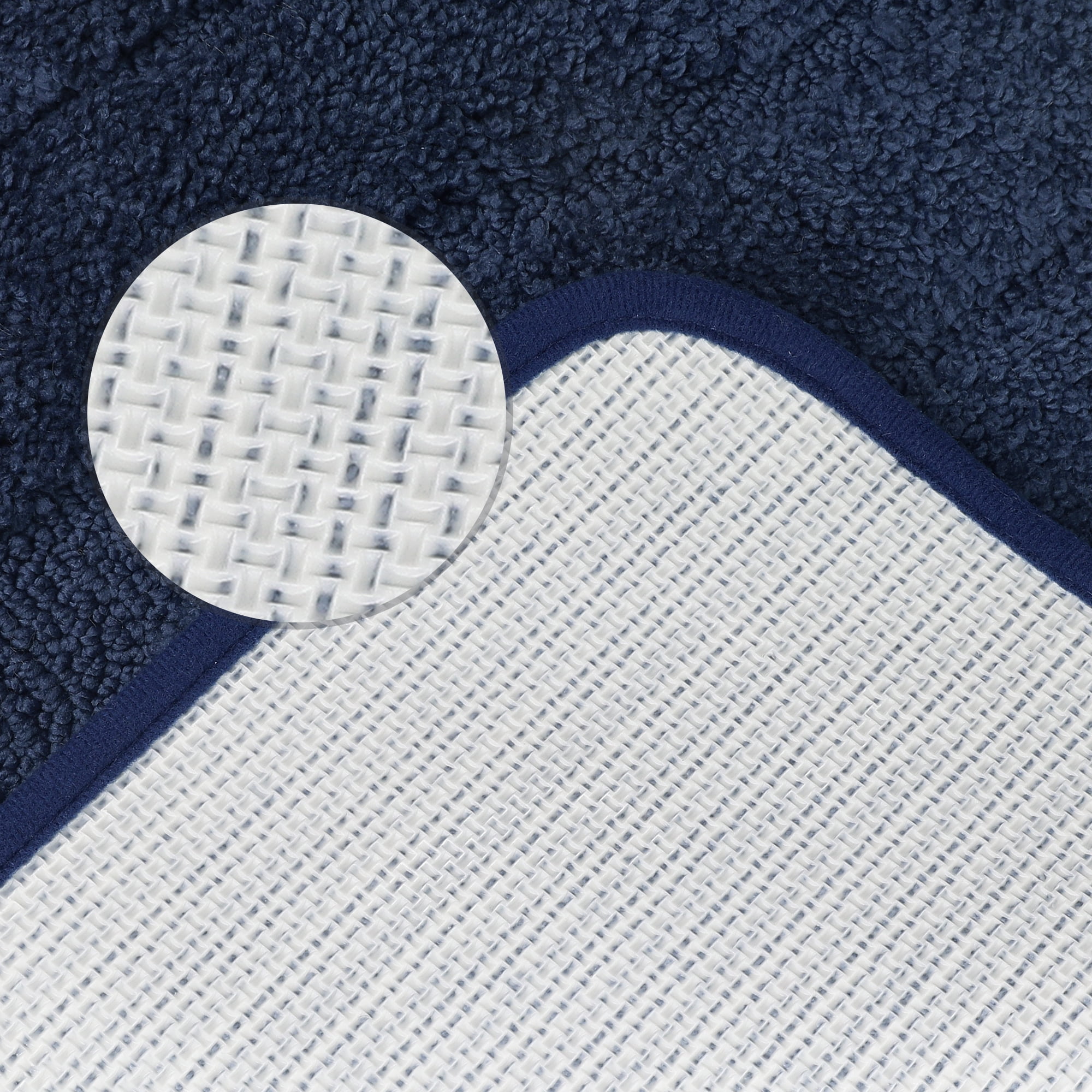 Unique Bargains Non Slip Bath Mat Geometry Bathroom Rug Absorbent Mat Microfiber Bath Rugs Dark Blue 20" x 32"