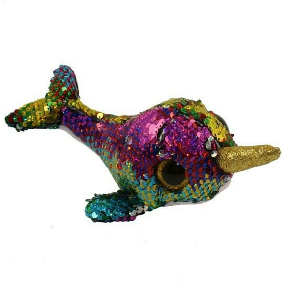 TY Flippables Sequin Plush - CALYPSO the Narwhal (Regular Size - 6") (NO TY HANG TAG)