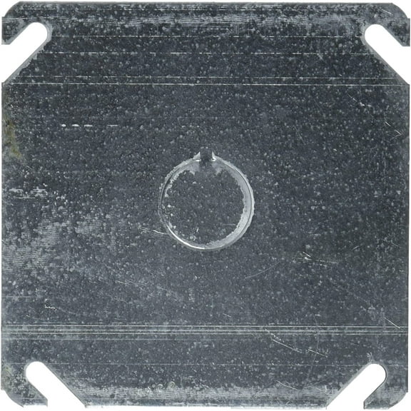 Hubbell-Raco 8753-5 Flat Square Cover with 1/2-Inch Center Knockout, 4-Inch