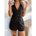 thumbnail image 4 of EASYBRA Women Button Cardigan Vest and Shorts Set Casual Summer Two Piece Resort Outfit, 4 of 7