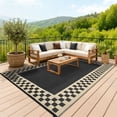 thumbnail image 1 of Tapis d'Extérieur – Géométrique Moderne Réversible Imperméable – Paille Plastique, Résistant aux Intempéries – Tapis de Camping Portable – Jardin, Cour Arrière et Balcon, 1 of 8