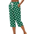 thumbnail image 2 of Hilenly Cotton Capri Pants for Women Loose Fit Casual Straight Leg Drawstring Elastic Waist Cropped Pant Summer Polka Dot Pants, 2 of 6