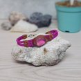 thumbnail image 3 of Round Glass Bead Cat's Eye Cabochon Braided Dyed Leather Bracelet - Womens Fashion Handmade Jewelry Boho Accessories, 3 of 3