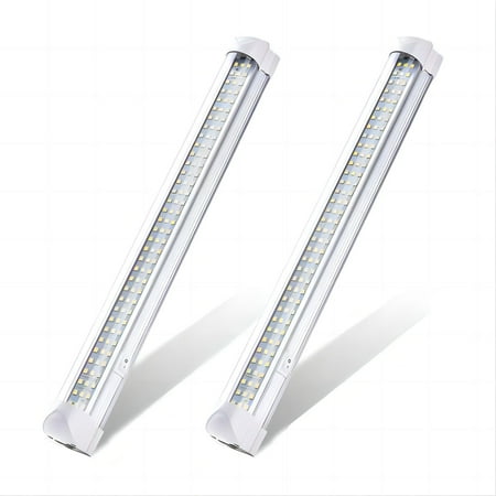 Mictuning 2Pcs 12V Interior Light Bar 6000K White 108 LEDs Universal Light Strip for Van RV Boat Trailer