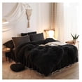 thumbnail image 2 of TiaGOC Luxury Plush Shaggy Duvet Cover Set, Black Comforter Cover Sets 3 Pieces(1 Faux Fur Duvet Cover +2 Pillowcases) Fluffy Black Bedding Sets,Solid Color (Black, Queen), 2 of 9