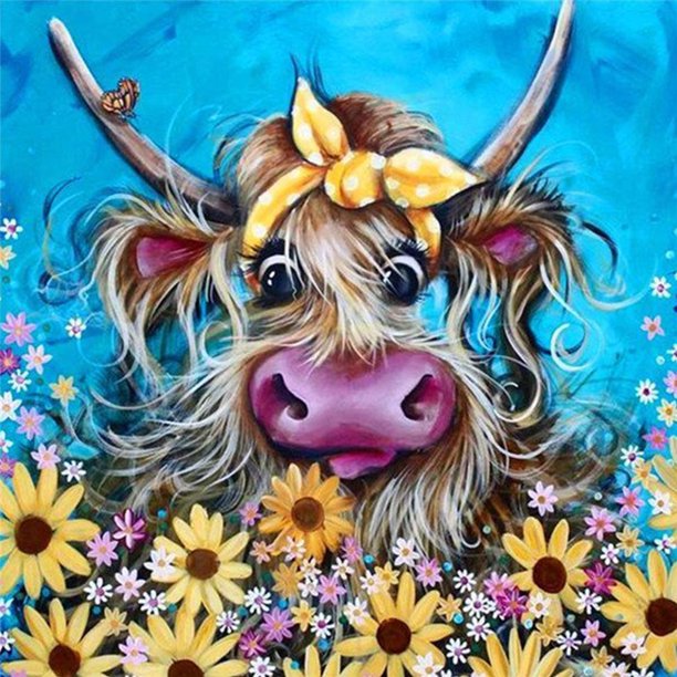 5D DIY Diamond Painting Kits Taladro Vaca Mosaico Imagen Pared