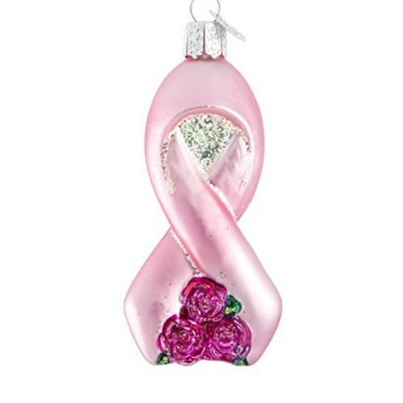 - Ornaments: Pink Ribbon with Roses Glass Blown Ornaments for Christmas Tree, ORNAMENTS FOR CHRISTMAS TREE: Hand crafted in age-old tradition.., By Old World Christmas