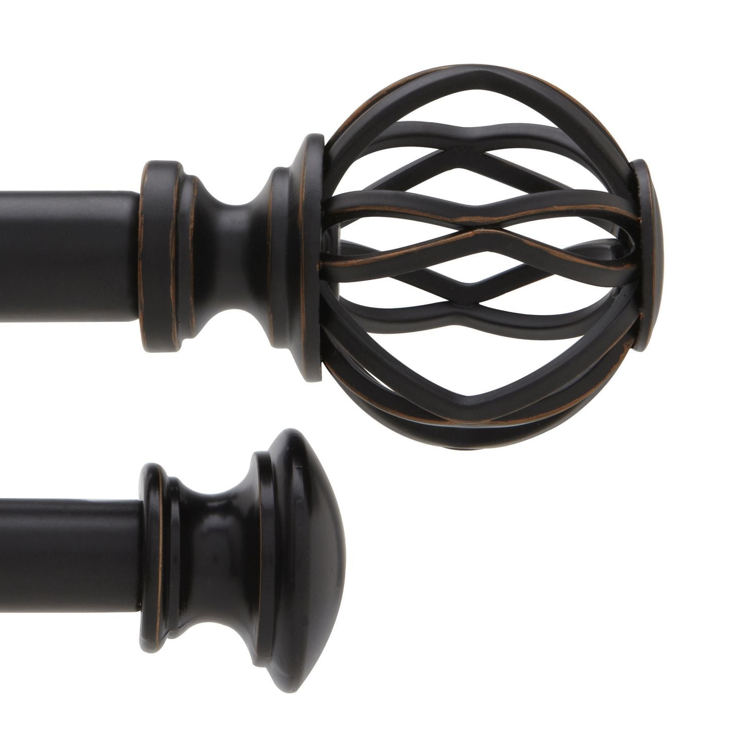 hometrends Lattice 3/4" Double Black Drapery 42-120" Rod Set
