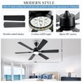 thumbnail image 4 of 56inch Modern Black Ceiling Fans with Lights and Remote/App Control, Dimmable LED, Reversible DC Motor, Noiseless, 6 Speeds,6 Pieces Blade Low Profile Ceiling Fan for Livingroom Indoor/Outdoor Use, 4 of 8