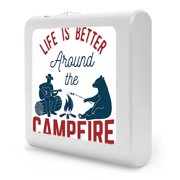Plug in Dimmable LED Night Light with Dusk to Dawn Auto Sensor, Adjustable Brightness, Warm Light, Auto On/Off Nightlight for Bathroom, Hallway, Nursery, Bedrooms - Life is Better Around Campfire