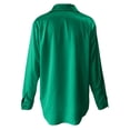 thumbnail image 5 of MVRLSH Long Sleeve Shirts For Women Imitation Satin Long Sleeve V Neck Blouse Light Airy Casual For Spring Summer Autumn Travel Green S-Xxl, 5 of 5