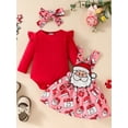 thumbnail image 3 of Christmas Baby Girl Outfit Cute Elk Ruffle Sleeve Romper Overall Dress Infant Girls Skirt Sets, 3 of 9