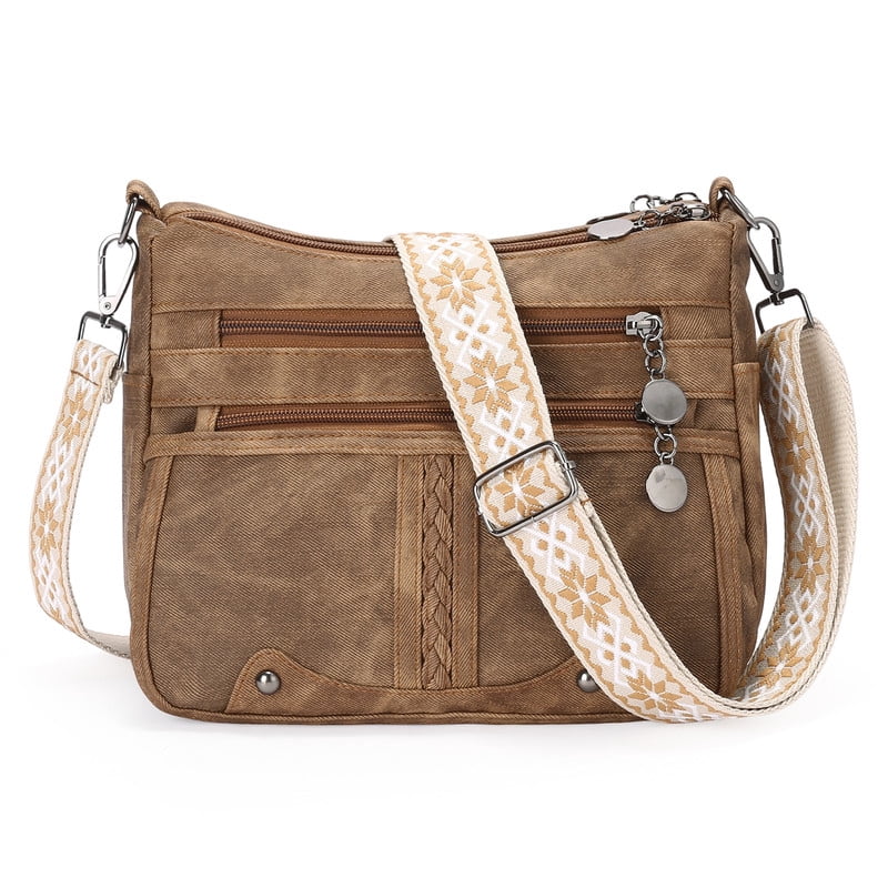 GAEKEAO Crossbody Bags for Women Soft Leather Large Capacity Multi Pocket Shoulder Purse with Adjustable Strap