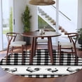 thumbnail image 3 of Farmhouse Black Plaid Round Area Rug 5Ft Washable Circle Rugs for Living Room Bedroom, Vintage Country Cock Checkered Non-Slip Carpet Floor Mats Indoor Outdoor Carpet Runner Aesthetic Home Decor, 3 of 8