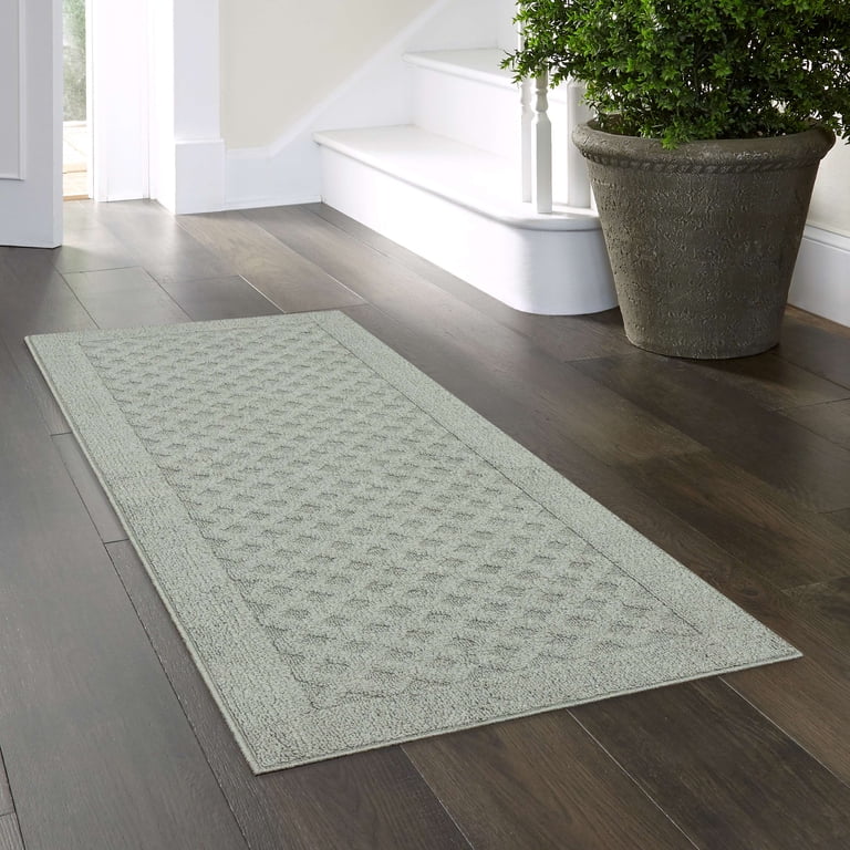 Mainstays Dylan Solid Diamond Olefin Pewter Gray Indoor Runner Rug