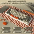 thumbnail image 2 of AKS068 65% Wired Mechanical Gaming Keyboard with Coiled Cable, 68-Key Alice-Layout Mechanical Keyboard, RGB Hot Swappable Red Switches VIA/QMK Programmable Knob Gasket Mount for Win/Mac (Grey), 2 of 9